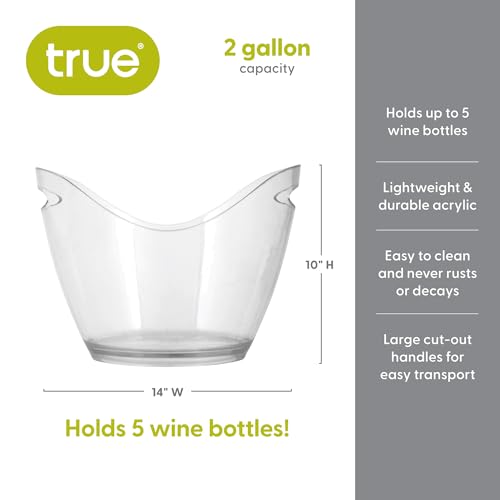 True Chill Acrylic Ice Buckets for Parties and Drinks, 2.11 Gallons (8 Liters) Wine Beer Champagne Bucket, Beverage Tubs H...