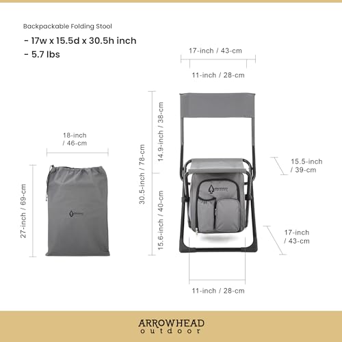Arrowhead Outdoor Multi-Function 3-in-1 Compact Camp Chair: Backpack, Stool & Insulated Cooler, w/Bottle Holder & Storage ...