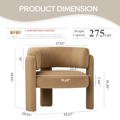 COLAMY Modern Velvet Accent Chairs Set of 2, Upholstered Barrel Chairs, Comfy Side Arm Chairs with 3 Legs for Living Room,...