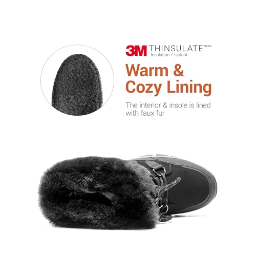 DREAM PAIRS Waterproof Snow Boots for Women, Faux Fur Cozy Warm Insulated Winter Boots Lace Up Mid-Calf Outdoor Shoes for ...