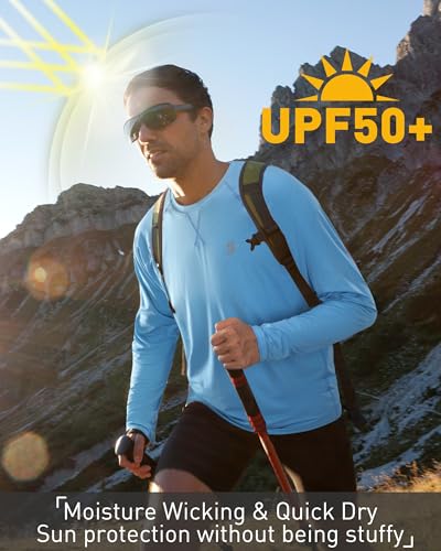EoBeKee Men's UPF 50+ Rash Guard Long Sleeve, Lightweight UV Sun Protection SPF Water Shirts for Swim Fishing Hiking Beach
