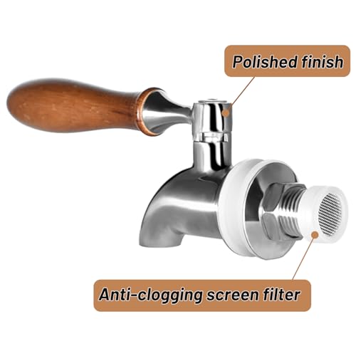 Wongblee 2-Pack Stainless Steel Beverage Dispenser Replacement Spigot for Glass Jar, Water Jug, Fits 5/8 inch Opening, Pol...