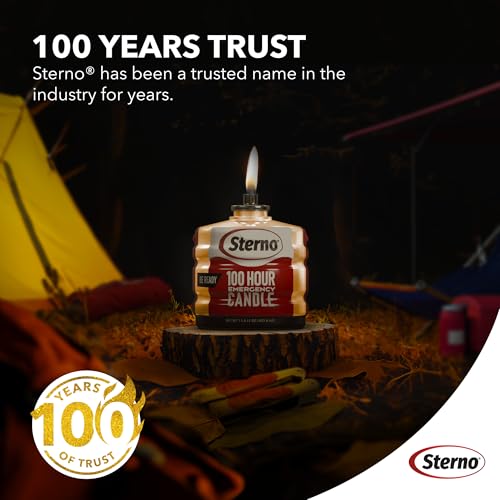 Sterno 100-Hour Emergency Candles - Long Burning Unscented Candles for Emergencies and Power Outages - Burns Up to 100 Hou...