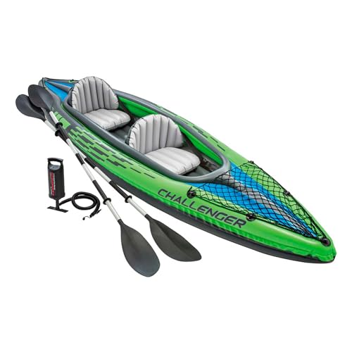 INTEX Challenger Inflatable Kayak Series: Includes Deluxe 86in Kayak Paddles and High-Output Pump – SuperStrong PVC – Adju...