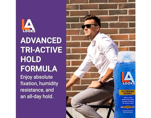 LA Looks Extreme Sport Hair Gel, All-Day Hold, Humidity Resistant, Alcohol Free, Hold Level 10, 20 oz (Pack of 3)