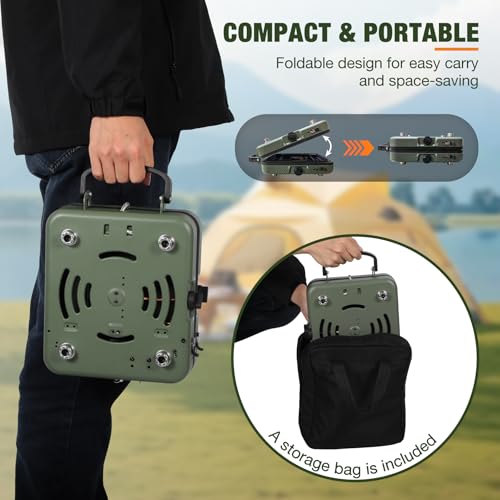 ALBOMI 2 Burner Propane Camping Stove,Portable Folding Gas Stove for Camping with 17200 BTU,Two Adjustable Burners with Ea...