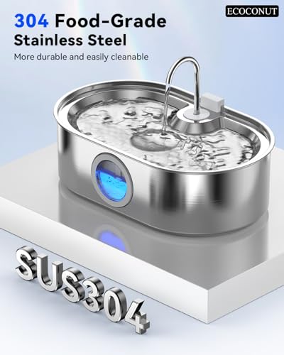 3.4Gal Dog Water Fountain for Large Dogs, 13L Stainless Steel Large Pet Fountain with Deeper & Wider Drinking Area, Automa...