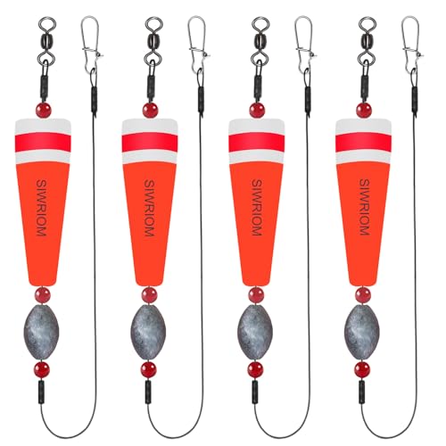 SIWRIOM Popping Corks Floats for Saltwater Fishing Bobber, 4PCS Weighted Bobbers Inshore Fishing Popping Cork Float Rig Ra...