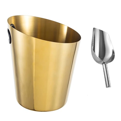 Stainless Steel Champagne Bucket - Stainless-Steel Beverage Tub - Diagonal Ice Bucket with Handle for Cocktail Bar, Wine, ...