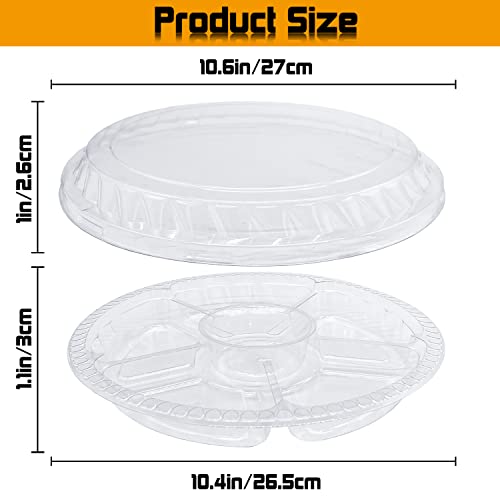 Tiaiidi 12 Pack Plastic Appetizer Trays with Lids,Disposable Compartment Serving Platters,6 Sectional Catering Trays for S...