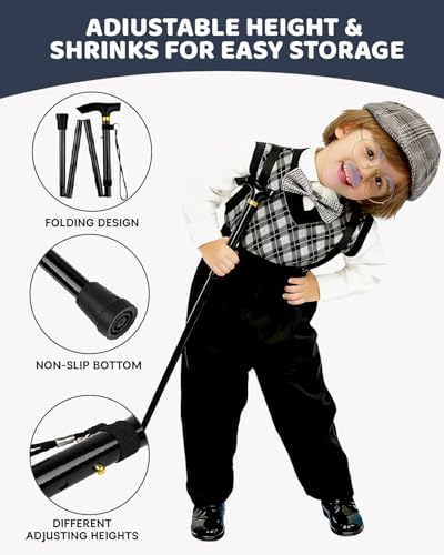 LUMIDEXA Kids 100 Days of School Costume for Boys, 8pc Old Man Costume Set, Grandpa Cosplay Parties with Many Parts