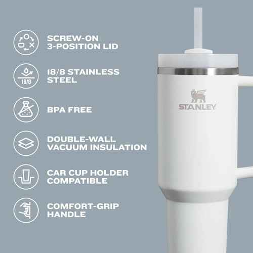 STANLEY Quencher H2.0 Tumbler with Handle and Straw 40 oz | Flowstate 3-Position Lid | Cup Holder Compatible for Travel | Insulated Stainless Steel Cup | BPA-Free | Cranberry