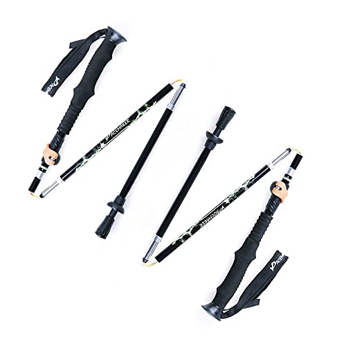 Trekking Poles -2 Ultralight Collapsible Carbon Fiber Hiking Poles with Anti-Shock and Quick Lock System, Folding Walking ...