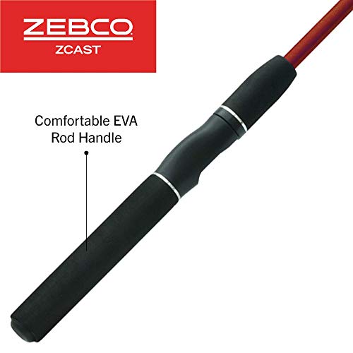Zebco Z-Cast Spinning Fishing Rod Durable Z-Glass Fishing Pole, Comfortable EVA Rod Handle, Shock-Ring Guides, Medium Power