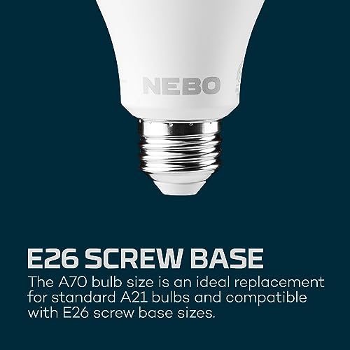 NEBO BLACKOUT BACKUP Emergency Bulb | 850 Lumens, 4 Light Modes, LED Rechargeable Light Bulb, Automatic Charging, Works Wi...