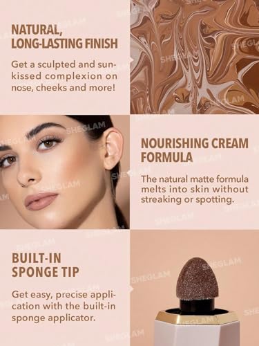 SHEGLAM Sun Sculpt Cool Toned Liquid Contour Stick Long Lasting Cream Bronzer Makeup - Soft Tan