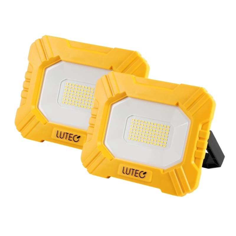 LUTEC 2 Pack 3500LM LED Work Light, Rechargeable Magnetic Work Lights with Stand, Portable 5000K Flood Light for Car Repair, Fishing, Camping, Emergency, Hiking, 3 Modes