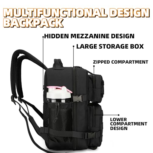 HongXingHai 9L Mini Tactical Backpack for Men and Women, Tactical Backpack Small for Hiking, Small Tactical Bag（Black）