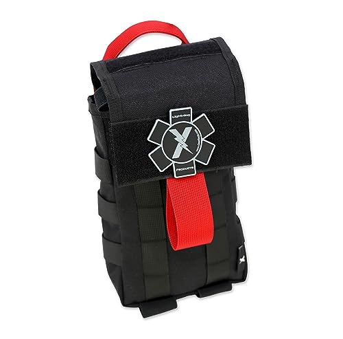 Lightning X Fully Stocked Quick-Draw Tactical IFAK MOLLE First Aid Kit w/Red Tab Technology LXPB70-SKK - Black
