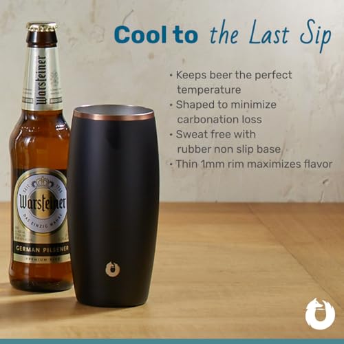 SNOWFOX Premium Vacuum Insulated Stainless Steel Beer Glass, Home Bar Accessories, Elegant Bartending, Lightweight Pint Gl...