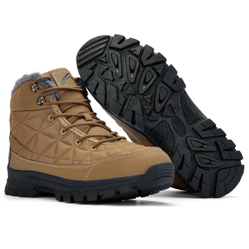 UPSOLO Men's Snow Winter Boots Lightweight Waterproof Fur Lined Anti-slip Cold Weather Shoes