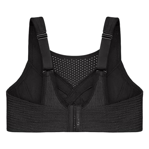 Full Figure Plus Size Custom Control Sports Bra Wirefree #1166 Solid Black 34DD