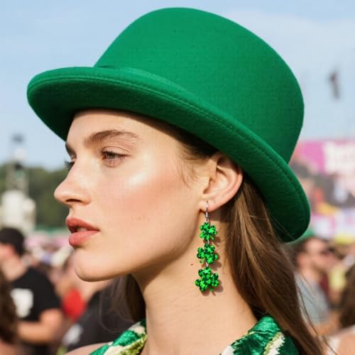 ANGLEQUEEN St Patrick's Day Earrings for Women Acrylic Shamrock Dangle Earrings Green Irish Clover Earring Good Luck Earri...