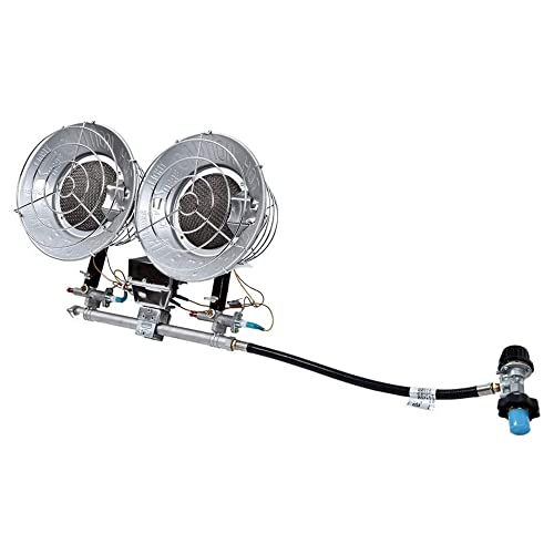 Remington 32,000 BTU LP Propane Double Head Tank Top Heater | Great for Parties, Garages, Barns and Workshops (REM-32-TTC-O)