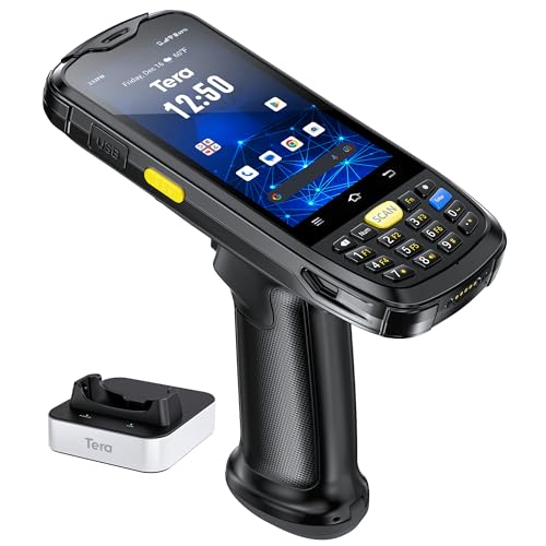 Tera Android Barcode Scanner Mobile Computer with Charging Cradle Pistol Grip, 1D 2D QR Zebra Scanner, Android 10 Handheld...