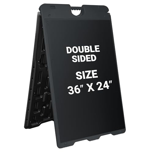 Jumbl Outdoor A-Frame Sandwich Signboard 24” x 36” Display Surface – w/PVC Sign Protector & Sand Fill Holes – Duel Display...