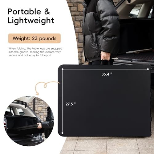 pollilar Folding Table 6FT HDPE 6 Foot Foldable Table Portable Banquet Surface Fold-in-Half Desk Utility for Working Meeti...