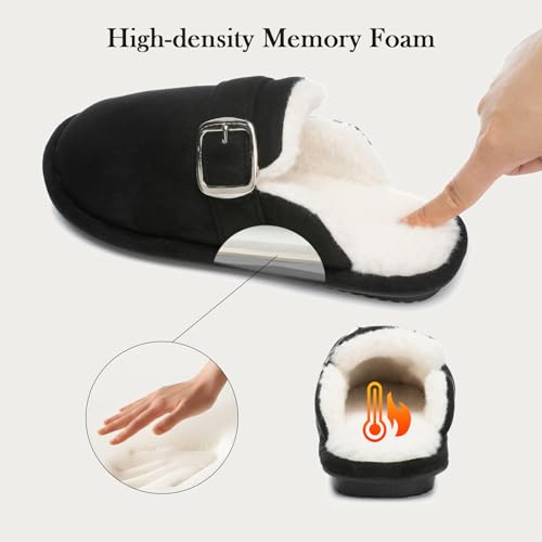 GOEWY Fuzzy Slippers for Women with Memory Foam Warm Winter Suede House Slippers Shoes Indoor Outdoor Gifts For Women Faux...