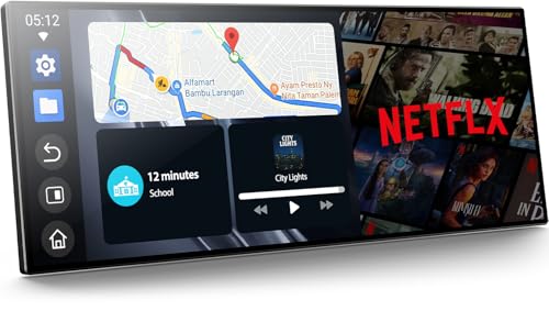 Volam 11'' Wireless Carplay Screen for Car Built-in Net-Flix YouTube Apps, Portable Touchscreen Car Stereo with Android Au...