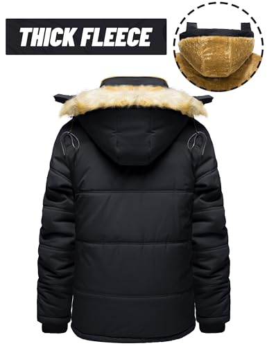 TACVASEN Men's Winter Jacket with Hood Water Repellent Windproof Thicken Parka Winter Coat