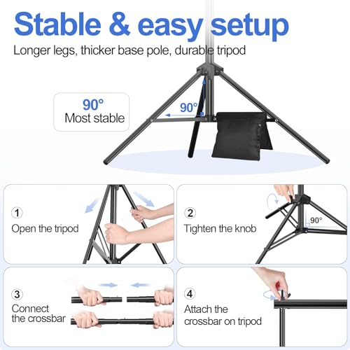 EMART Backdrop Stand 10x7.8ft(WxH) Photo Studio Adjustable Background Stand Support kit with 2 Crossbars, 8 Clamps, 2 Sand...