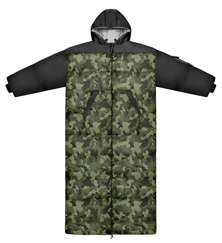 Thermotuff Wearable Sleeping Bag with Dual Hoodie, Long Sleeves, Pockets & Adjustable Drawstring - Ideal for Camping, Cold...