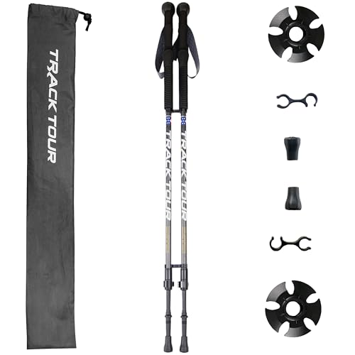Carbon Fiber Trekking Poles Ultra Lightweight Hiking Poles Walking Sticks with Cork and EVA Foam Grips Quick Adjustable Fl...