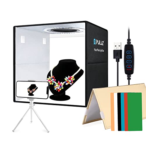 PULUZ 12''×12'' Portable Photography Light Box,Dimmable Photo Studio Light Box with 112 High CRI LED Lights & 6 PVC Backdr...