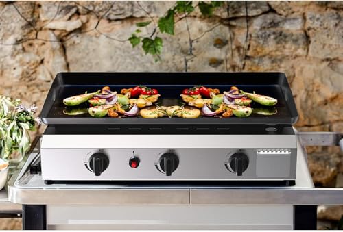 ADREAK 3 Burner BBQ Gas Griddle, 25.6 Inch Stainless Steel Tabletop Portable Propane Griddle, 30,000 BTU Flat Top Grill fo...