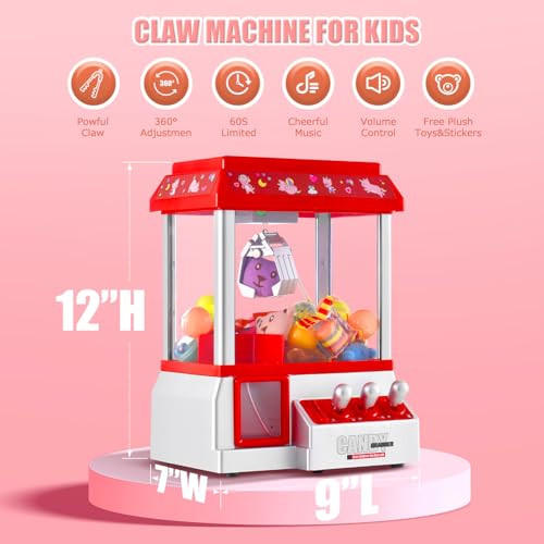 Claw Machine for Kids Toy Mini Arcade Machine Candy Grabber Prize Dispenser Vending Machine Arcade Game Machines for Home ...