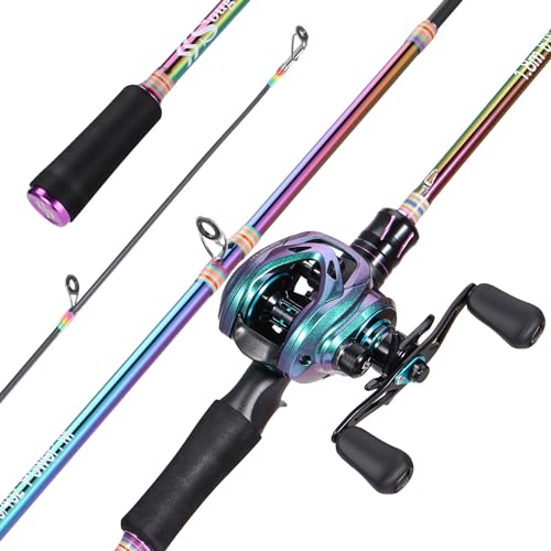 Sougayilang Spinning&Baitcasting Combo 2 Pieces Medium Heavy Pole with Super Smooth Reel