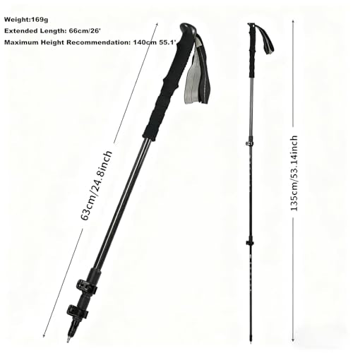 2-Pieces 3K 100% Carbon Fiber Trekking Poles Ultra Strong Lightweight Collapsible Hiking Poles with EVA Foam Grips & Quick...