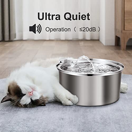Automatic Stainless Steel Cat Water Fountain for Multi Pet Households, 3.2L/108oz, Large Capacity Dog Water Dispenser with...