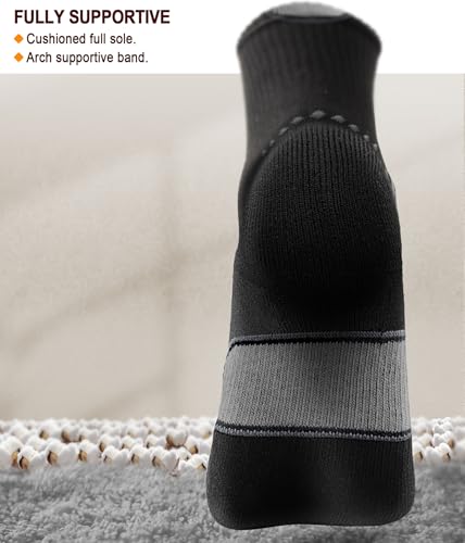 Men Running Socks,Athletic Crew Socks Compression Breathable for Men Sports Hiking Cushioned Footbed Arch Support