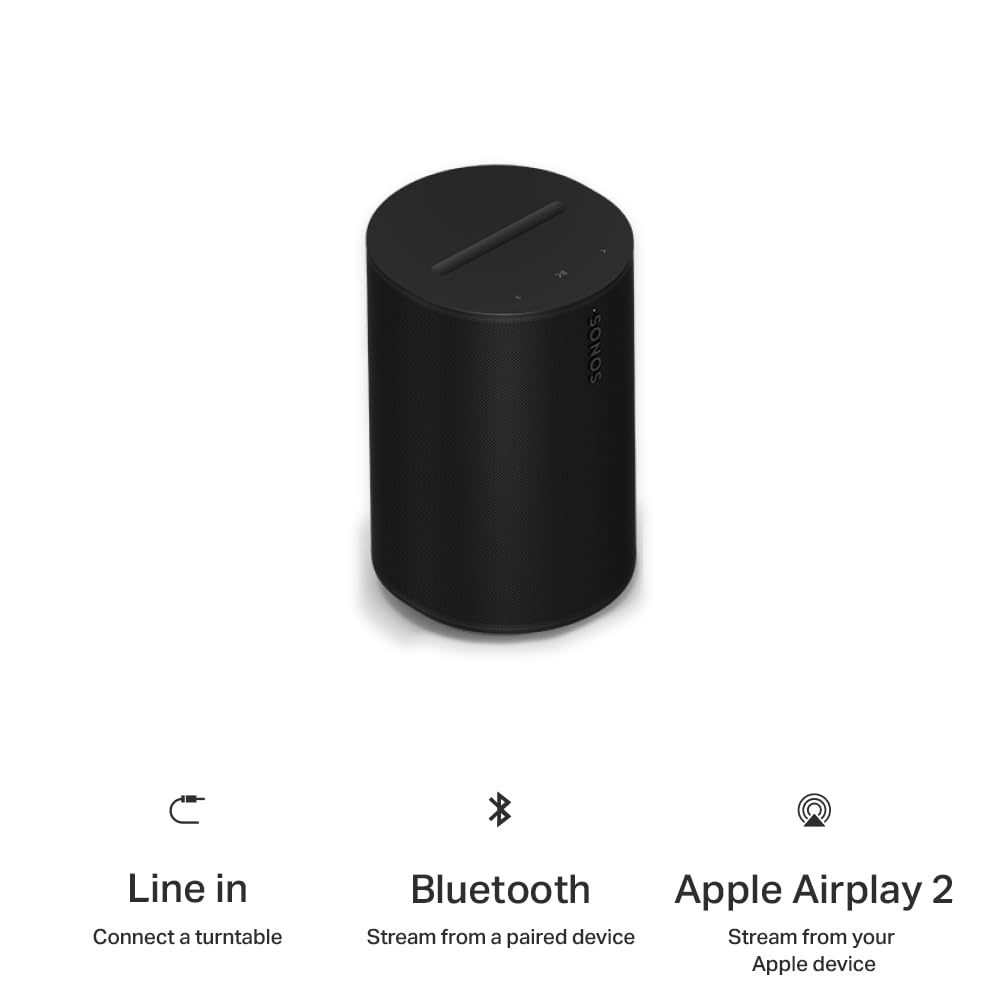 Sonos Era 100 SL - Compact, Microphone-Free Speaker with WiFi, Bluetooth - Black