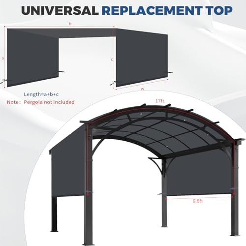 Universal Waterproof Pergola Canopy Shade Cover Replacement - 17'x6.8' Outdoor Sun Shades Canopy Top for Patio Gazebo Deck...