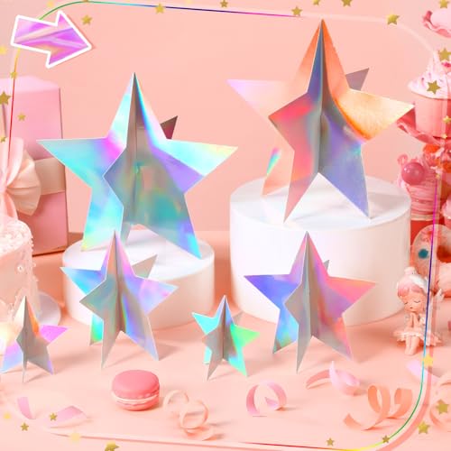Sinload 45 Pcs 3D Star Centerpiece Movie Night Decoration for Table in 3 Sizes Hanging Supplie for Red Carpet Film Show Th...