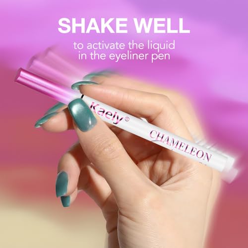 Kaely Chameleon Liquid Eyeliner, Glitter Metallic Chrome Eyeliner Liquid, Multichrome Eye Liner Waterproof Smudge Proof, H...