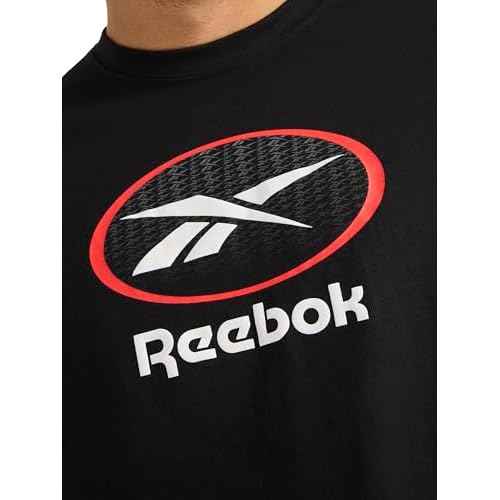 Reebok Mens Vertigo Crewneck T-Shirt, Standard Fit, Lightweight Cotton-Poly Jersey Fabric