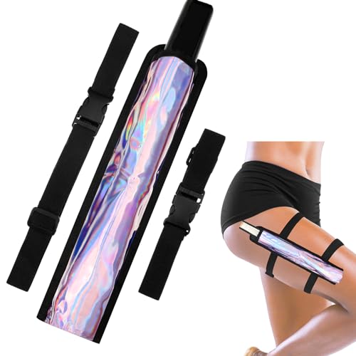 Cosblank Summer Rave Fan Thigh Holster Rave Fan Holder Folding Hand Pouch Foldable Sleeves with Waist Belt for Thigh Party